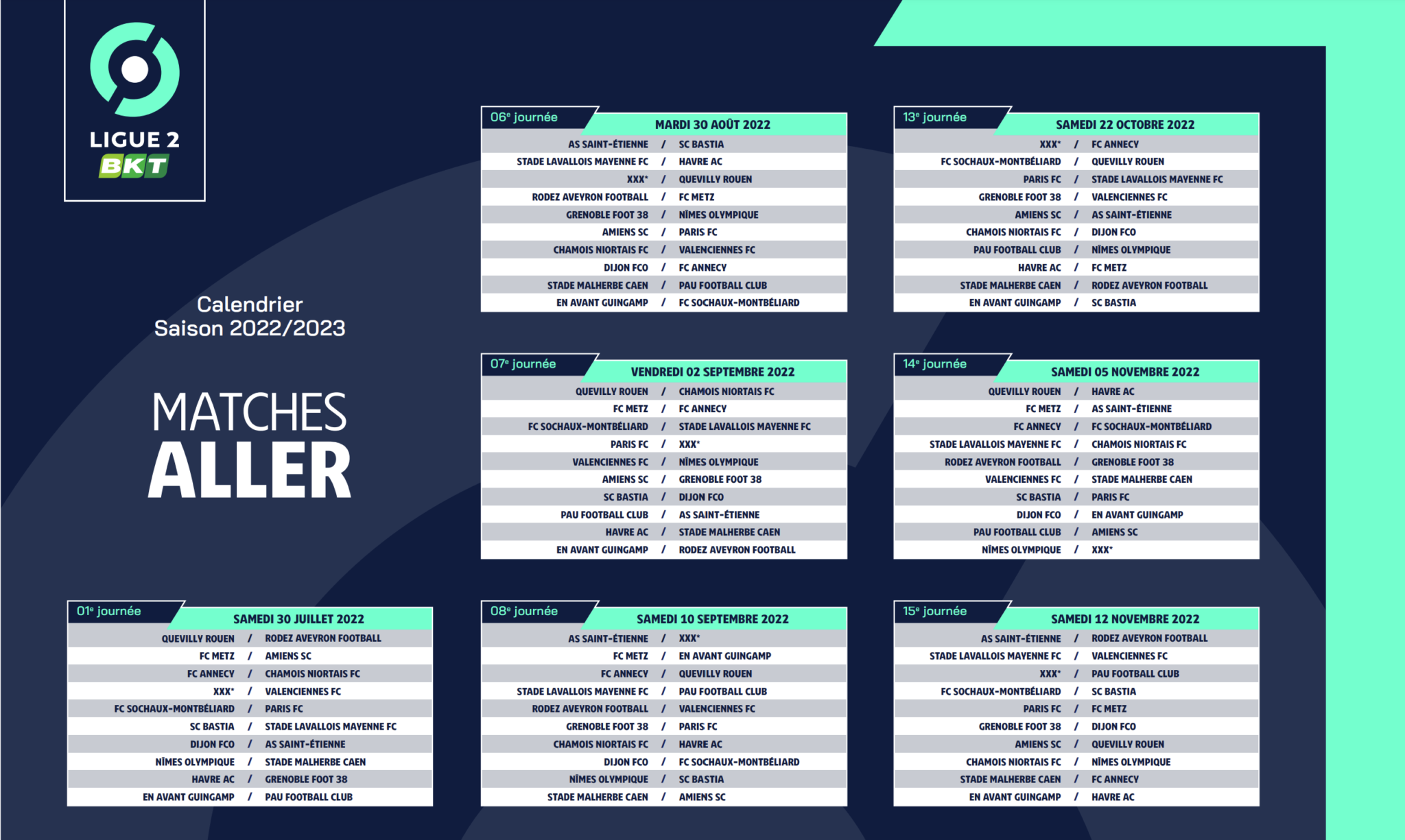 Ligue 2 - Le calendrier de la saison 2022-2023 enfin dévoilé ! - MaLigue2