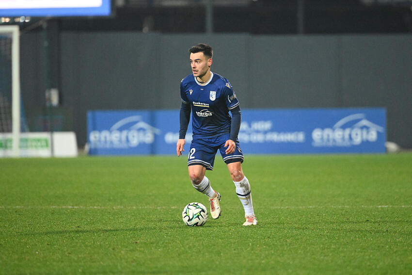 Alec GEORGEN of Dunkerque FC during the Ligue 2 BKT match between Dunkerque and Lorient at Marcel Tribut Stadium on January 18, 2025 in Dunkerque, France.