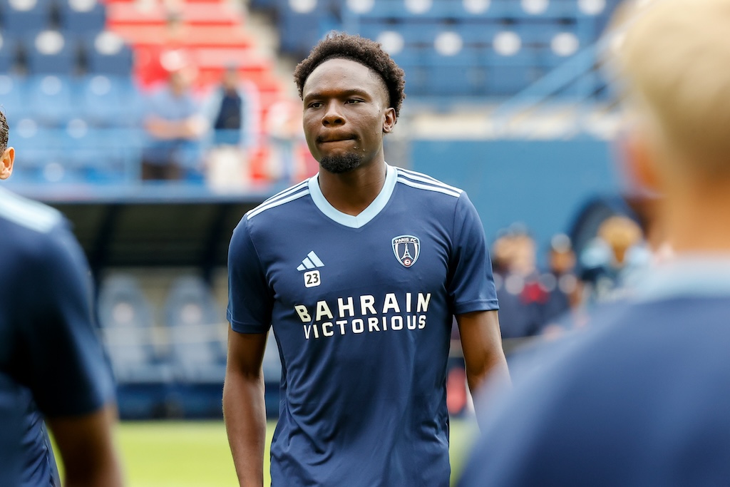 23 Josias LUKEMBILA (pfc) during the Ligue 2 BKT match between Caen and Paris FC at Stade Michel D'Ornano on August 17, 2024 in Caen, France. (Photo by Loic Baratoux/FEP/Icon Sport) - Photo by Icon Sport