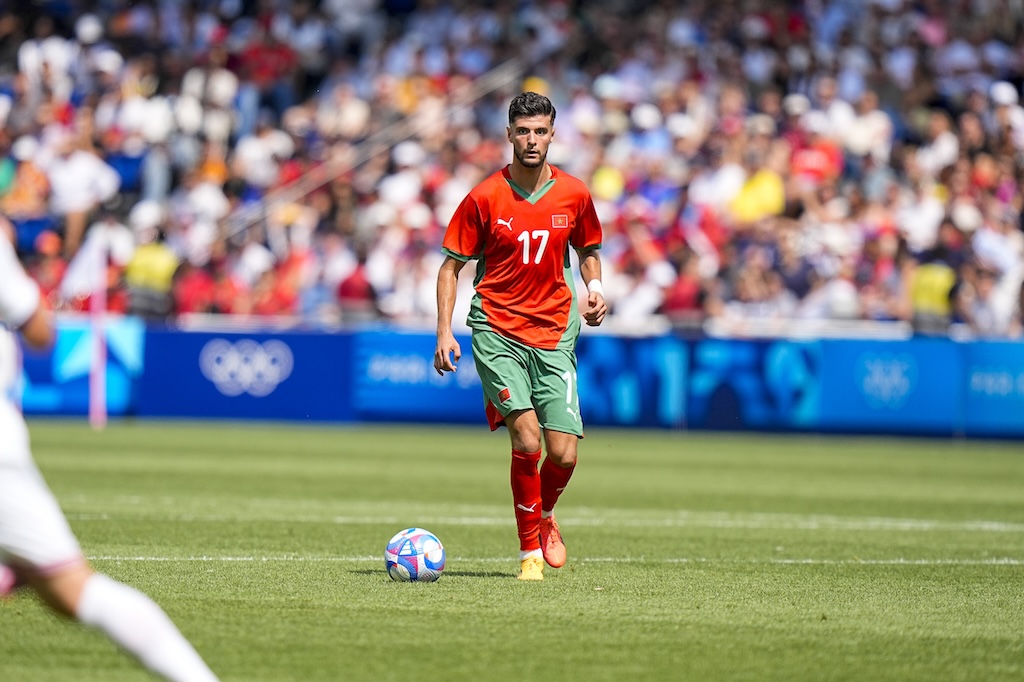 Oussama EL AZZOUZI of Morocco during Paris 2024 Olympic Games match between Morocco U23 and United States U23 - Quarter-Final at Parc des Princes on August 2, 2024 in Paris, France. (Photo by Hugo Pfeiffer/Icon Sport) - Photo by Icon Sport l AJ Auxerre