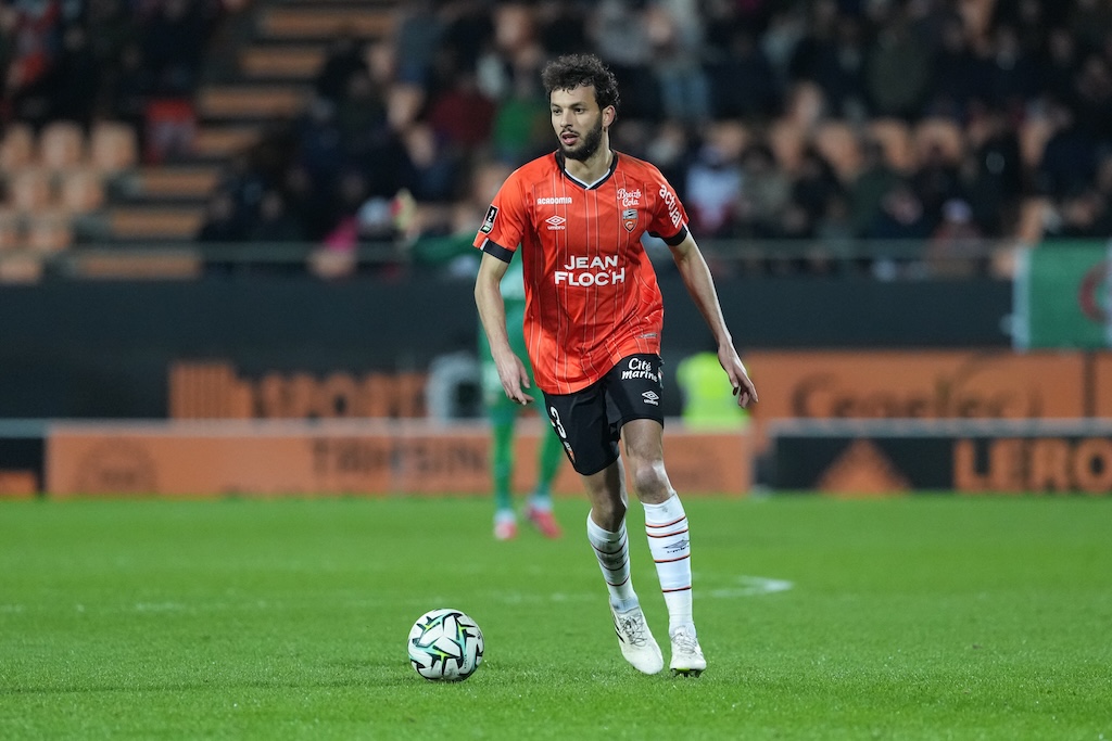 Montassar TALBI of FC Lorient during the Ligue 2 BKT match between Lorient and Rodez at Stade du Moustoir on March 1, 2025 in Lorient, France. (Photo by Dave Winter/FEP/Icon Sport) - Photo by Icon Sport